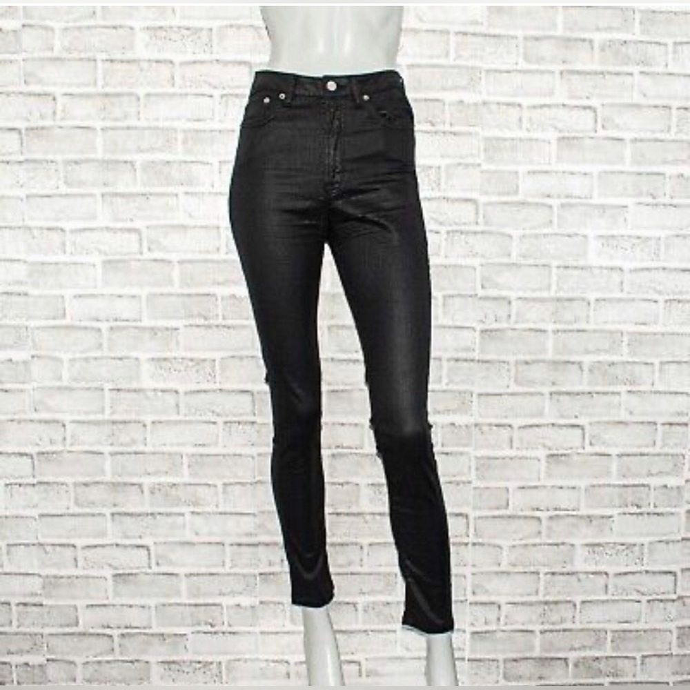 All saints stilt high rise waxed jeans black size 24